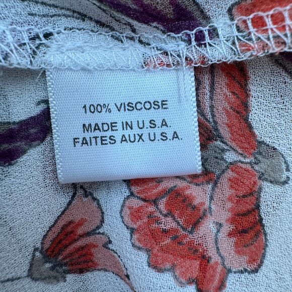 MISA Los Angeles Floral Sheer Ruffle Boho Chiffon Blouse Size Small - Picture 9 of 10
